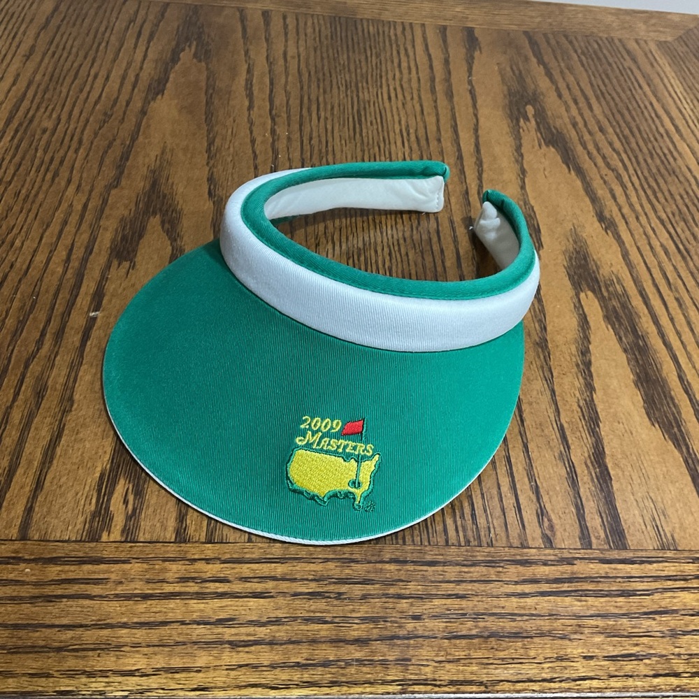 Green and White Sun Visor Sporty Design 2009 Masters Golf Tournament unisex